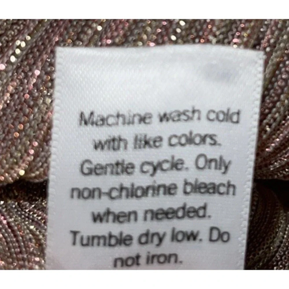 Nine West Dress Size Med SHIMMERY Metallic Rose‎ Gold  Mock Neck Flowy